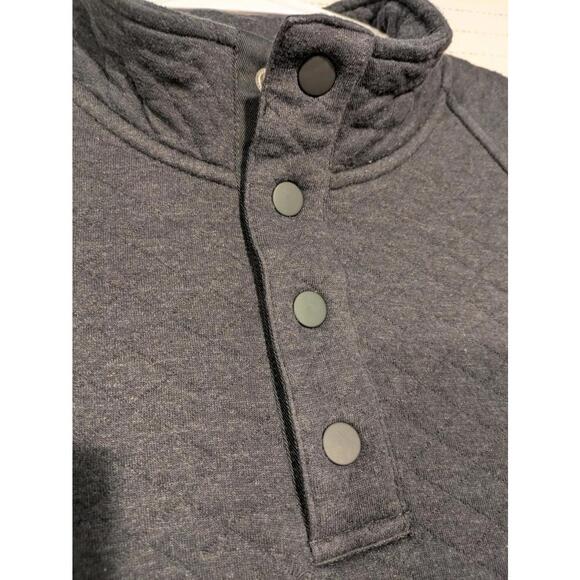 Eddie Bauer Quilted Snap Pullover Gray Mock Neck Sweatshirt Mens Medium - Picture 4 of 8